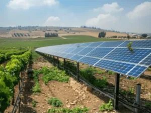 pannelli fotovoltaici in un campo agricolo